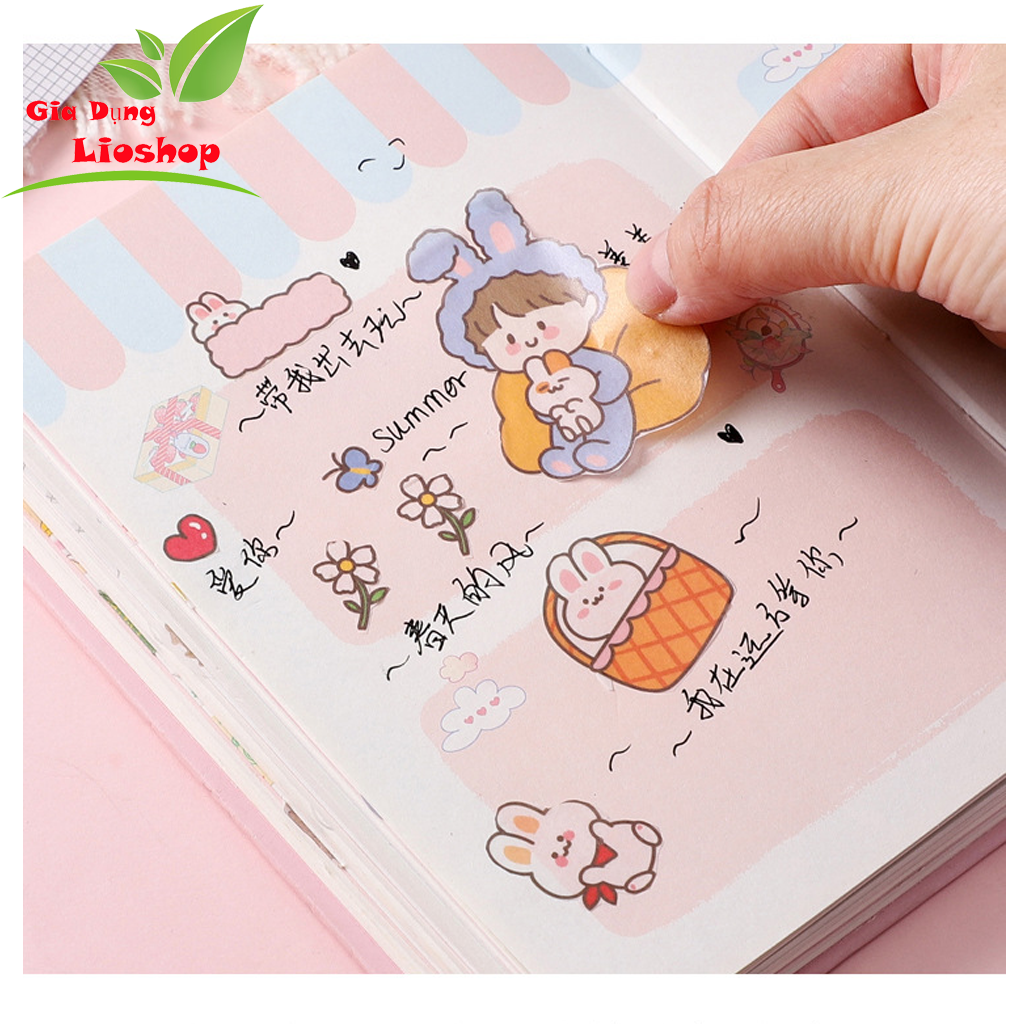 Bộ 4 Tấm Sticker Hình Dán, Nhãn Dán Cute Trang Trí Các Loại Sổ Tay, Bình Nước Và Vỏ Điện Thoại