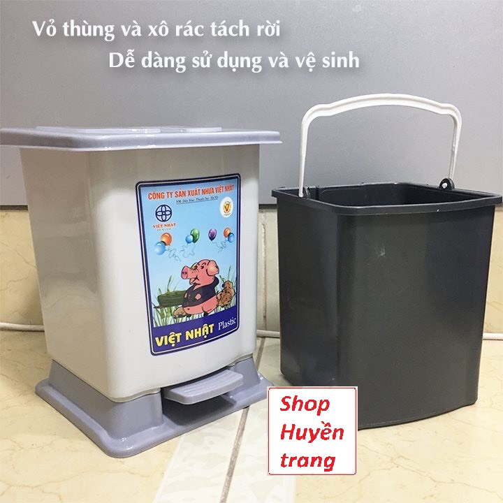 Thùng rác đạp chân bật nắp 3 size nhựa Việt Nhật