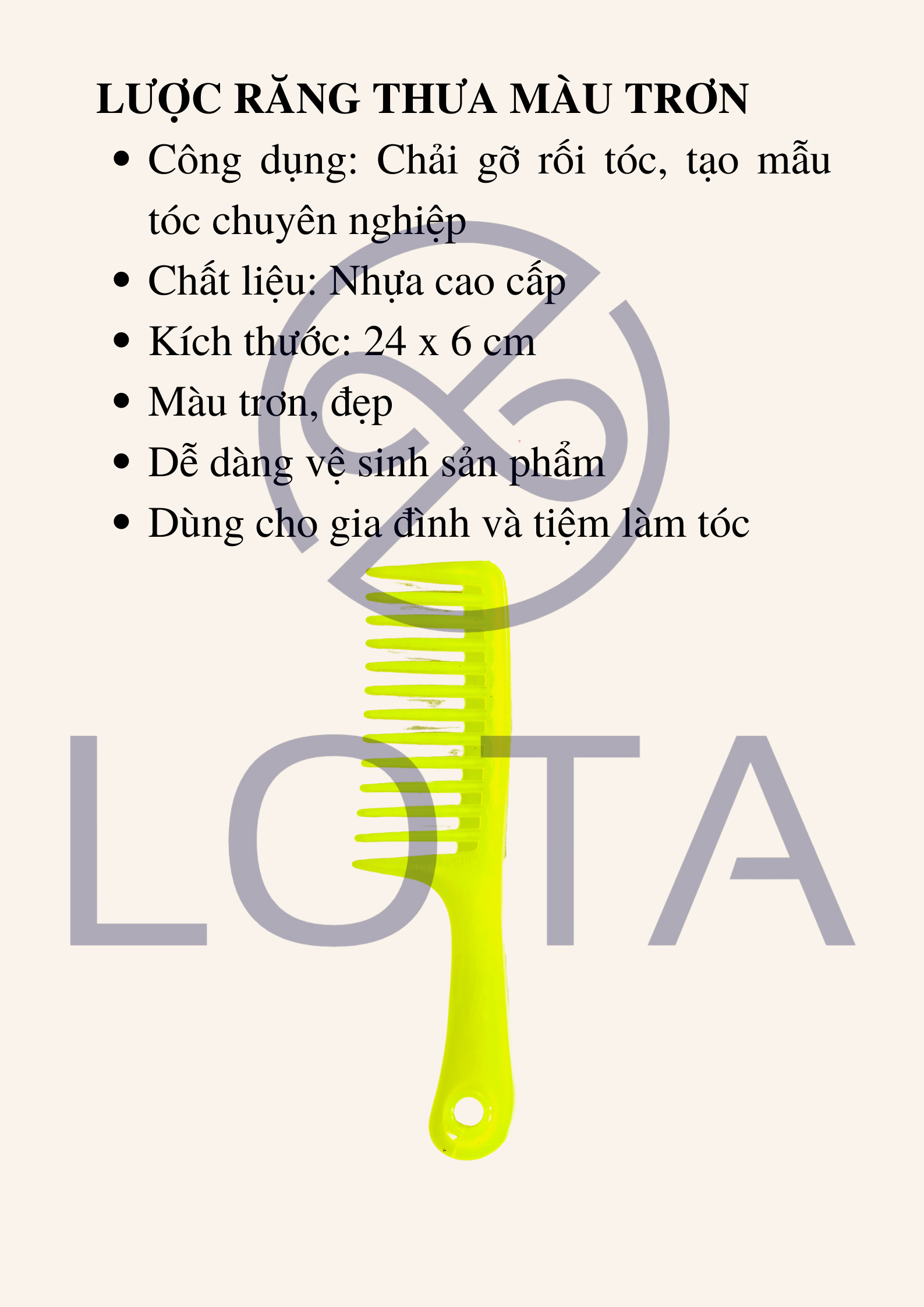 LƯỢC NHỰA RĂNG THƯA MÀU TRƠN CAO CẤP lược chải tóc loại lớn lượt tạo kiểu mẫu tóc chuyên nghiệp lược gia đình chải đầu siêu đẹp hàng xịn tốt chất lượng cao cấp giá rẻ phụ kiện chăm sóc tóc LOTA SHOP