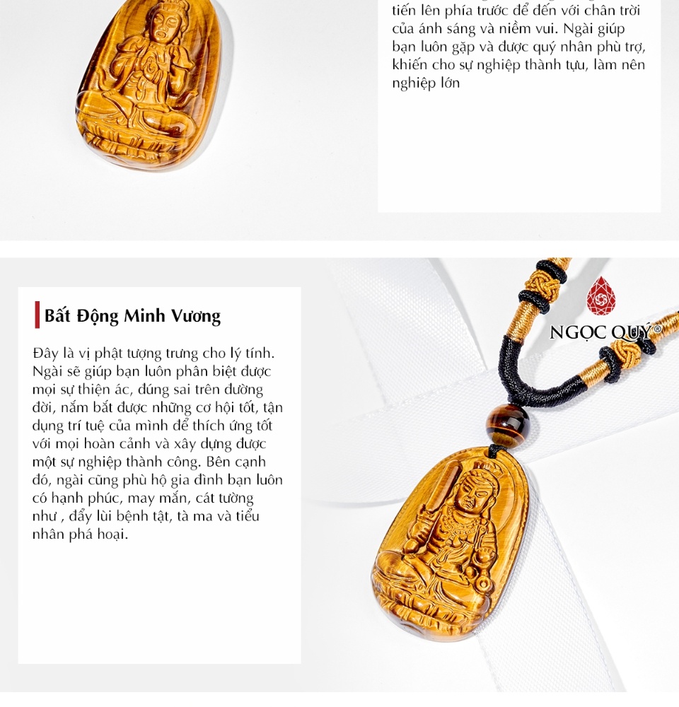 Hcm][Đá Thật 100%] Mặt Dây Chuyền Phật Bất Động Minh Vương Đá Mắt Hổ Vàng  Nâu Phật Bản Mệnh Cho Tuổi Dậu 3.6 X 2.3Cm (Tặng Dây Đeo) - Ngọc Quý  Gemstones |