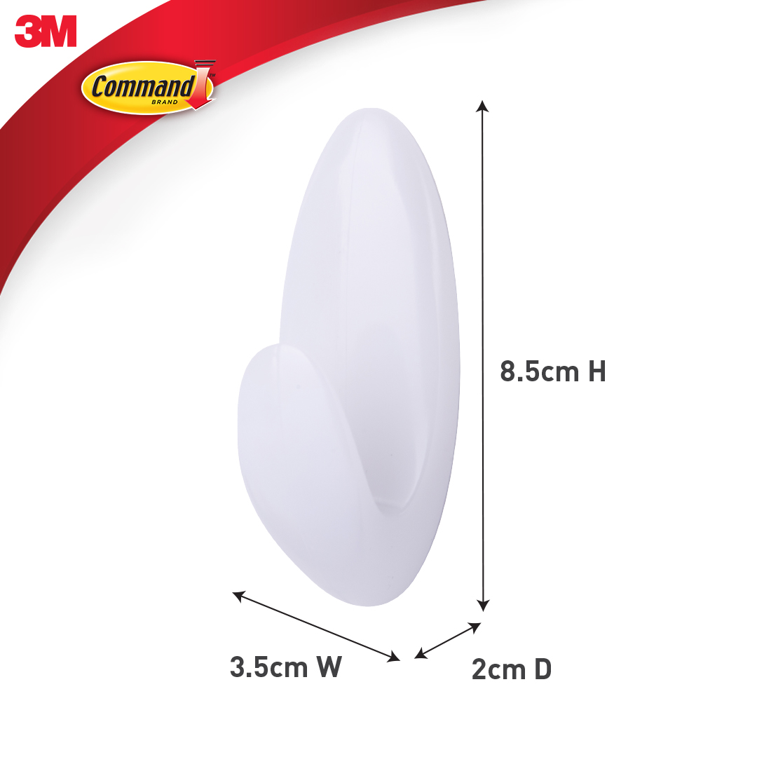 Móc dán tường Command 3M vỉ 3 cái chịu lực 1.3kg - Độ bền cao, bám cực chắc, tháo cực dễ 17086