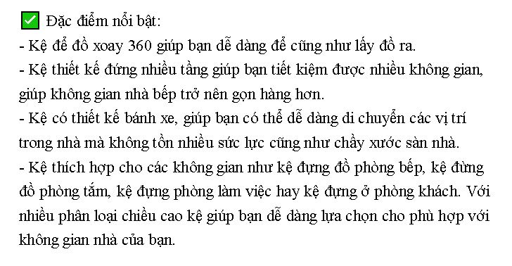 Kệ Tròn Xoay đa năng 5 tầng đựng đồ nhà bếp Vifiba bánh xe xoay 360 độ kệ đựng đồ phòng bếp phòng khách phòng tắm