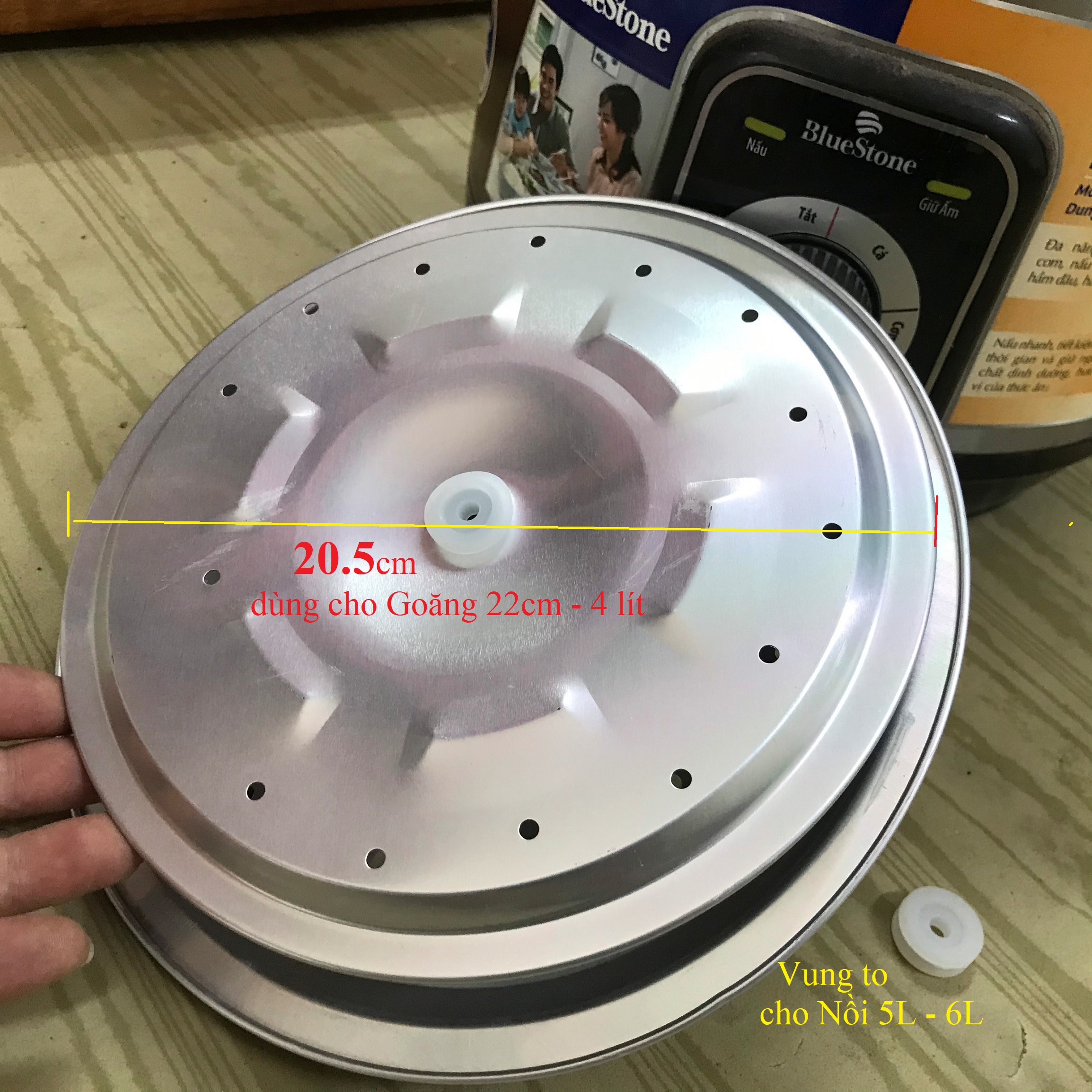 Bộ vung nhôm có Gioăng nồi áp suất đa năng Bluestone 24cm và 22cm