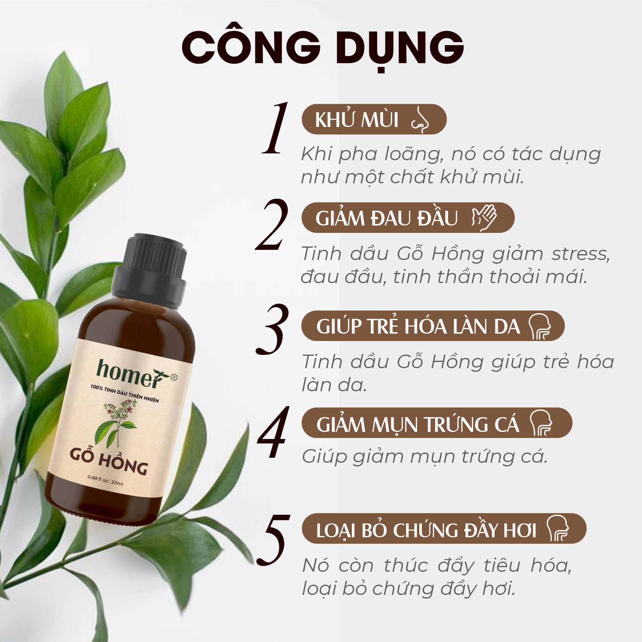 Tinh dầu thiên nhiên Gỗ Hồng Homer - Dung tích 20ml / 100ml/ 500ml/ 1000ml - Đạt chuẩn kiểm định cao cấp - An toàn cho sức khỏe - Đa công dụng