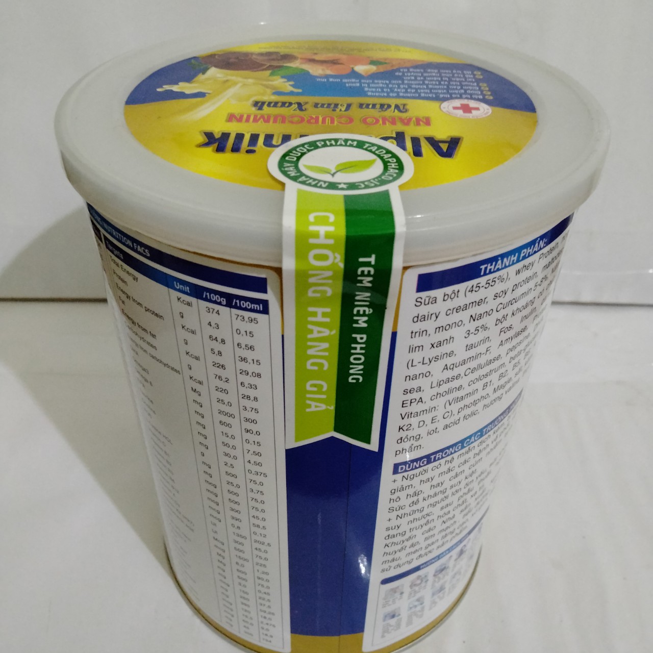 Sữa bột Alphamilk NaNo Curcumin Nấm Lim Xanh 900g , tăng cường sức đề kháng , giảm viêm dạ dày, xương khớp, gout, ung thư , tai biến , gan, huyết áp , làm đẹp da