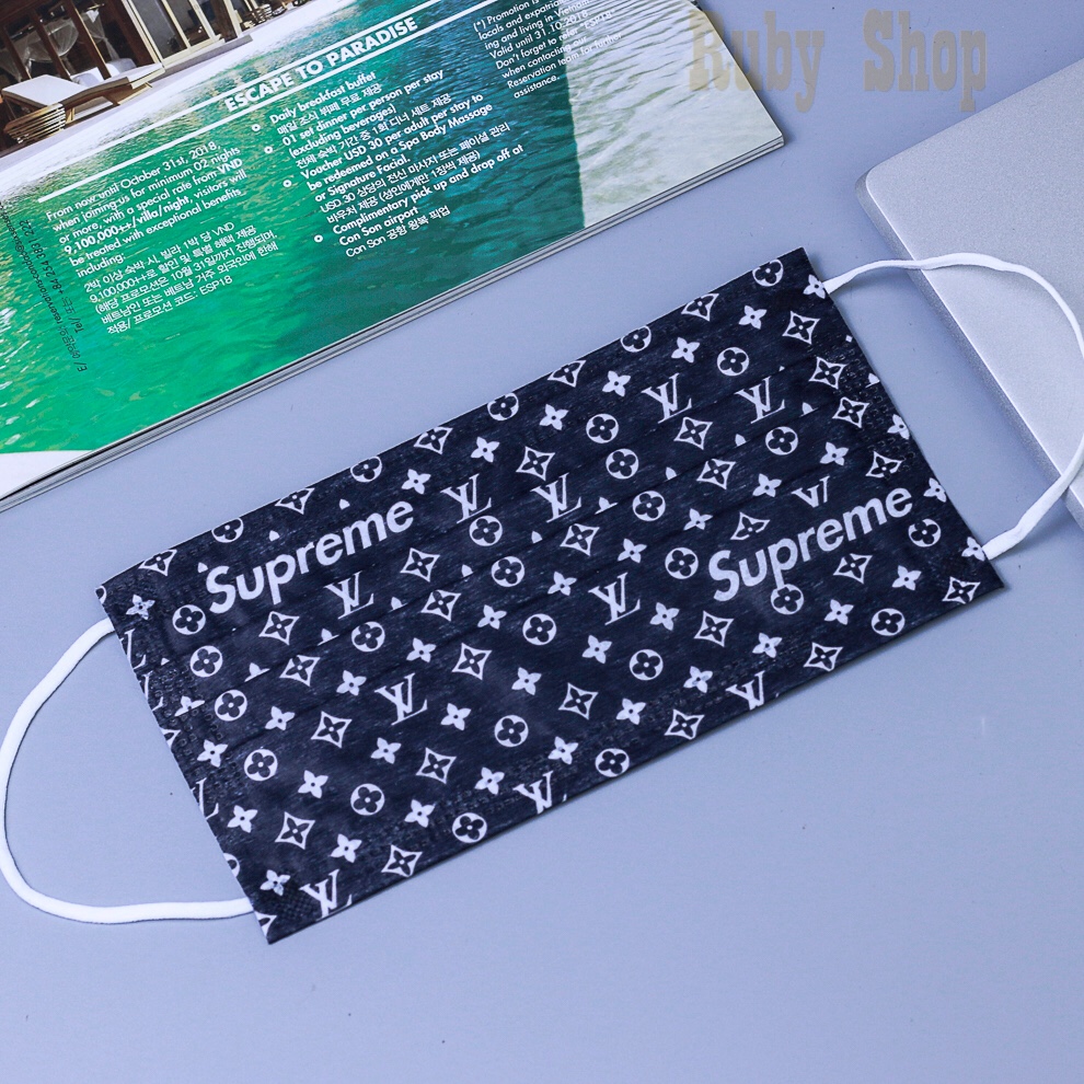 Khẩu Trang LV Kháng Khuẩn Set 10 chiếc  Hoạ Tiết Sang Chảnh 3 Màu Nâu/Đen/Trắng Chống ước dễ thở