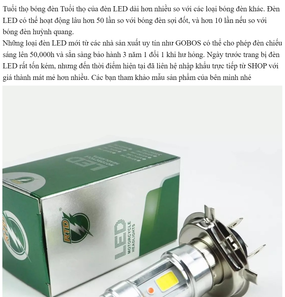 Đèn Pha, Cos Led 3 Chân H4 Siêu Sáng – Chính Hãng Gobos