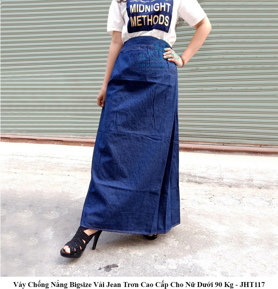 Váy chống nắng vải jean trơn có túi và nơ | Lazada.vn