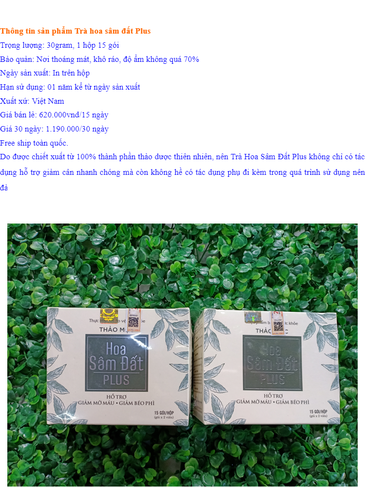 Trà giảm cân Hoa Sâm Đất Plus (15 gói)