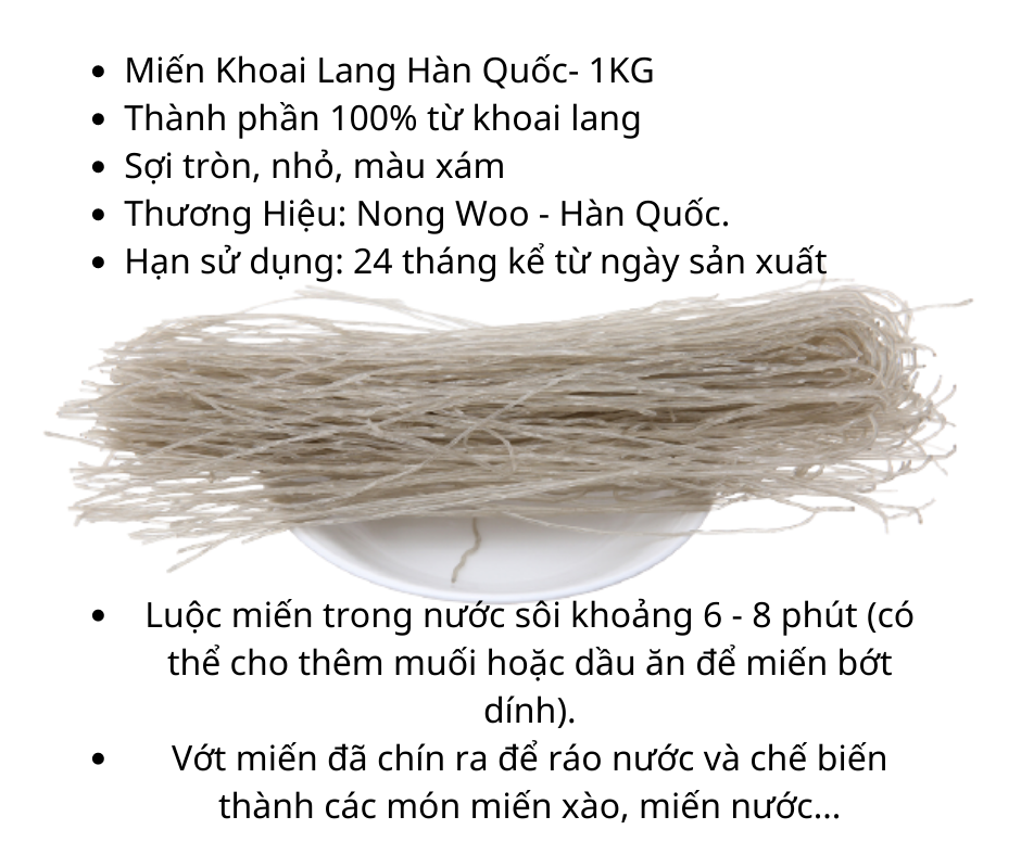 Miến khoai lang , miến gogi Hàn quốc ,miến khô HQ túi 1 kg