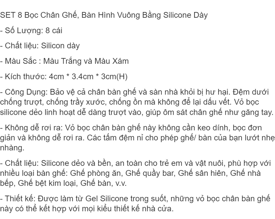 Miếng Bọc Chân Bàn Ghế Vuông Chống Xước Sàn Và Tiếng Ồn
