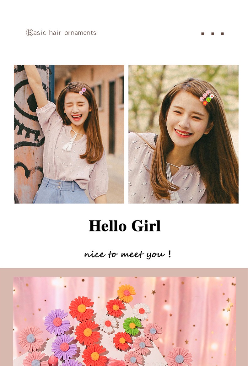 KOREMI Kẹp Tóc Hoa Cúc Style Korea 2 Hoa Màu Ngẫu Nhiên
