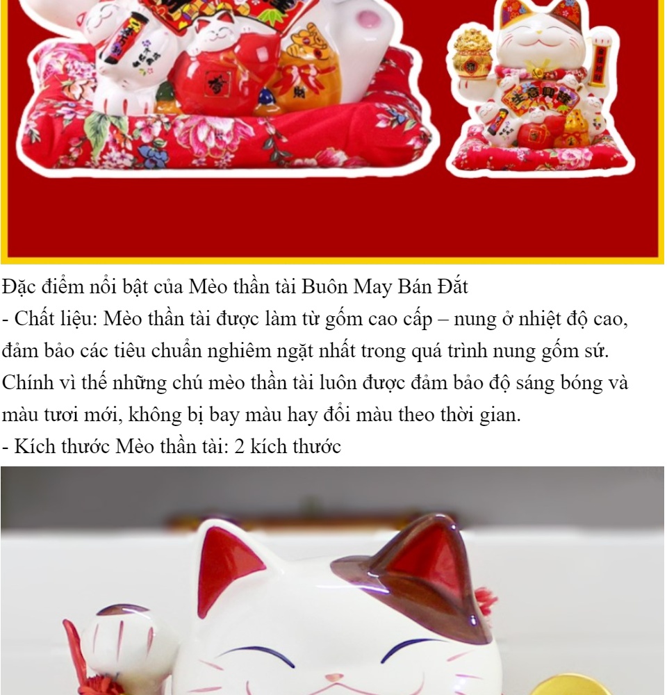 (ĐANG SALE-50%)Tượng mèo thần tài,Mèo Thần Tài May Mắn Vẫy Tay Nhật Bản Maneki Neko,Mèo thần tài vẫy tay sài pin đem lại tài lộc may mắn cho gia chủ thịnh vượng cát tường
