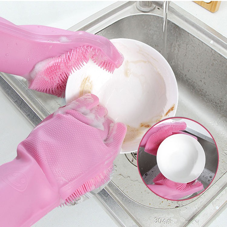 Găng tay rửa bát silicon cao su tạo bọt chịu nhiệt siêu bền dọn dẹp đa năng Kaizo Mart