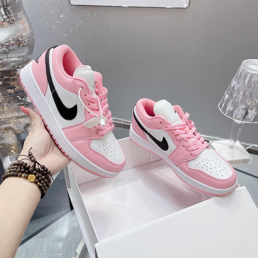 Giày thể thao Jordan 1 Low Hồng Trắng [FullBox + Tặng dây] Giày sneaker JD nữ màu hồng cổ thấp cực xinh hàng mới về