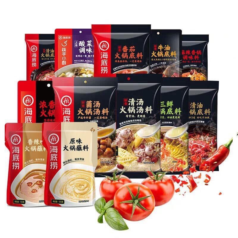 Cốt Lẩu Haidilao Thượng Hạng - Gia Vị Lẩu Haidilao Đủ Vị (lẩu thái tomyum, cay thanh bò, cay tứ xuyên, nấm, ca chua, trường thọ,...)