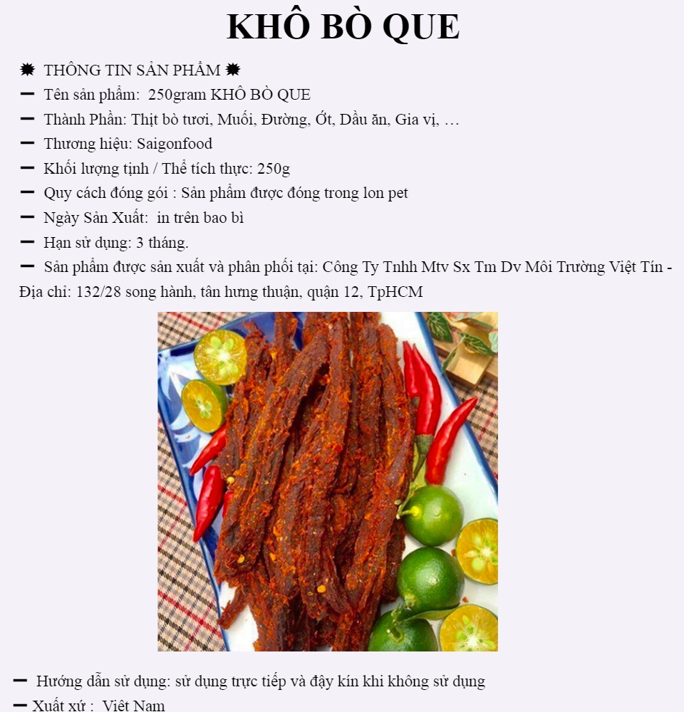 [HCM]250g khô bò que - SAIGON FOOD Bin Bin FOOD