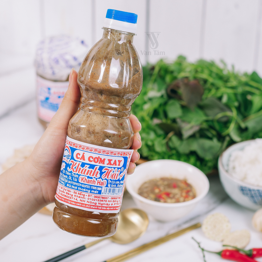 Mắm nêm, mắm cái cá cơm xay Khánh Hải đặc sản Đà Nẵng, chính hiệu nắp xanh in chữ chai 500ml