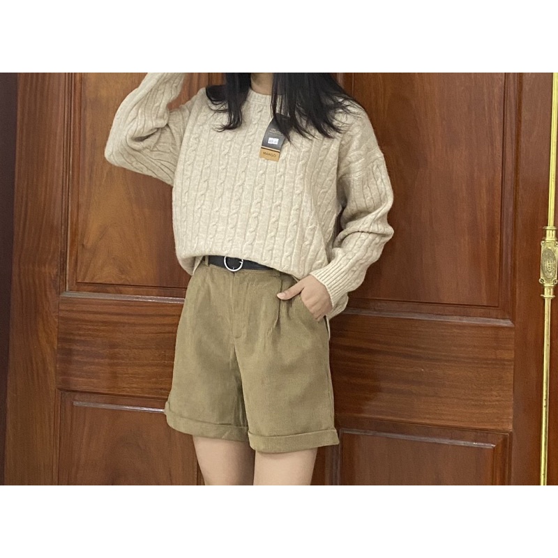 Áo Len Nữ Vặn Thừng Cổ Tròn Phong cách Vintage Hàn Quốc Hàng Quảng Châu Mẫu Mới 2021