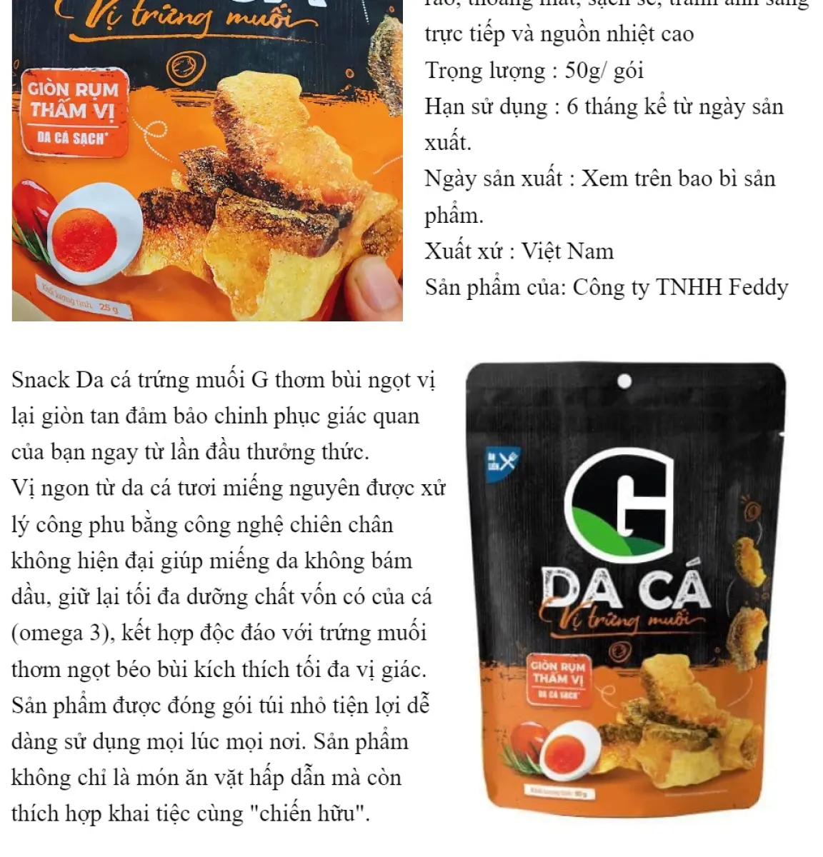 [Siêu thị WinMart] - Da cá vị trứng muối G Feddy 25g