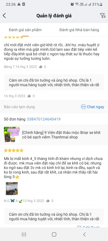 4 Viên đặt thảo mộc Briar pk se khít vùng kín hiệu quả sau 2giờ viên đặt nhỏ gọn, tự tan chảy không cần moi (che tên nhạy cảm)