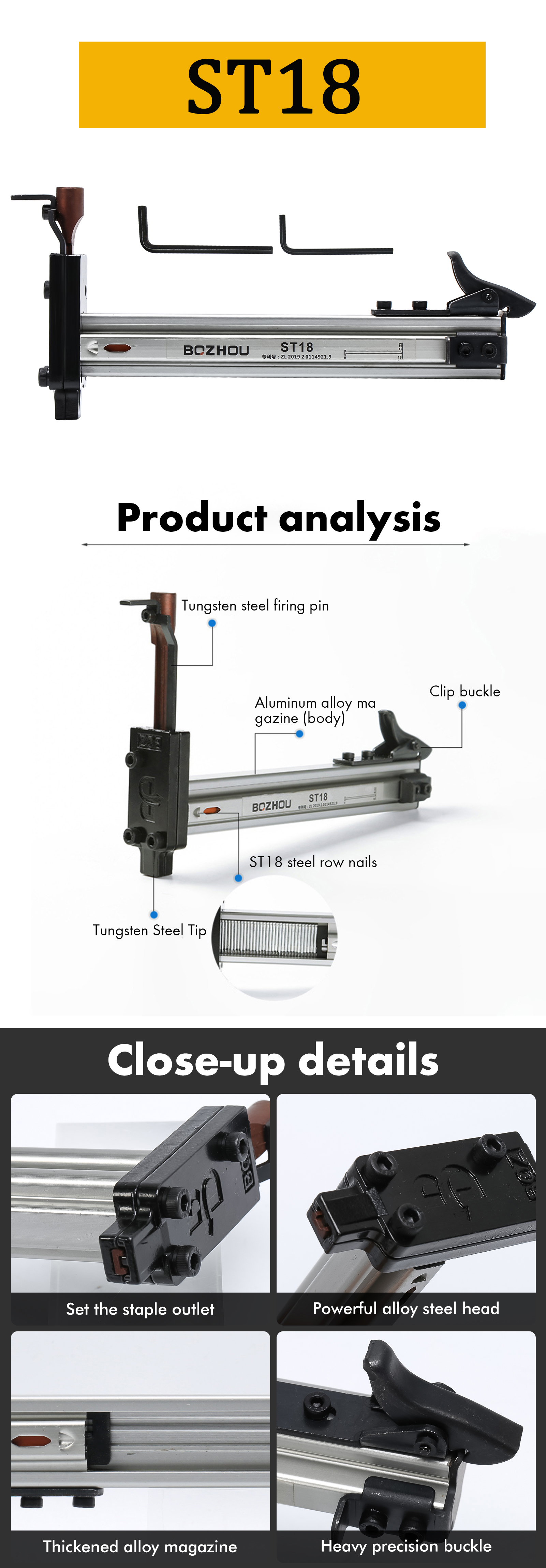 Dụng cụ hỗ trợ đóng đinh bê tông, thi công cơ điện, đóng đinh tường ST18/ST18B/ST38