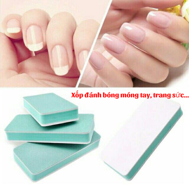 COMBO KHỐI XỐP GIŨA ĐÁNH BÓNG MÓNG TAY / Khối Xốp 02 Mặt Làm Nail, Đánh bóng Trang sức, Đồ vật...