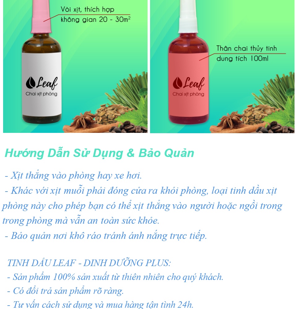 Tinh Dầu Xá Xị Leaf - Tinh Dầu Xịt Phòng - Tinh Dầu Xịt Phòng Xá Xị Leaf Chai 100ml