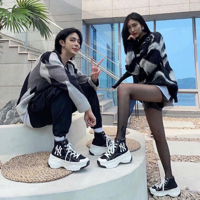 Giày MLB Chunky High New York Yankees Black Màu Đen