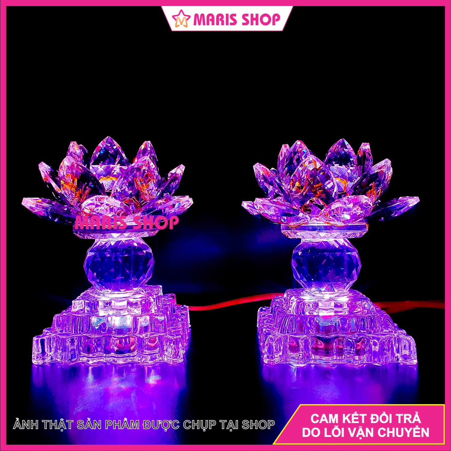 Đèn Hoa Sen Pha Lê Để Bàn Thờ Phật LED Đổi Màu, Đèn Thờ Gia Tiên Pha Lê Cao Cấp, Đèn Thờ Cúng Đẹp