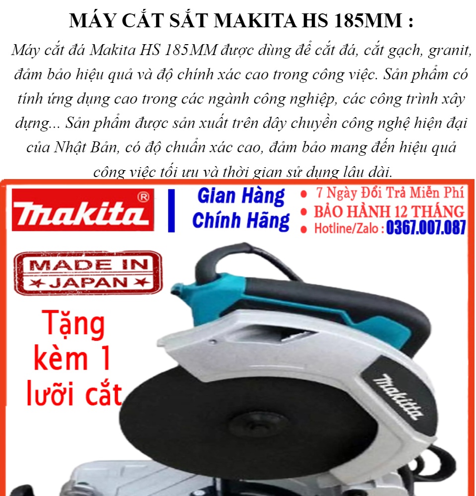 MÁY CẮT SẮT ĐA NĂNG BÀN TRƯỢT MAKITA 1200W 185MM CHUYÊN CẮT SẮT ,GỖ,NHÔM TẶNG ĐĨA CƯA VÀ ĐÁ CẮT MODEL NÂNG CẤP