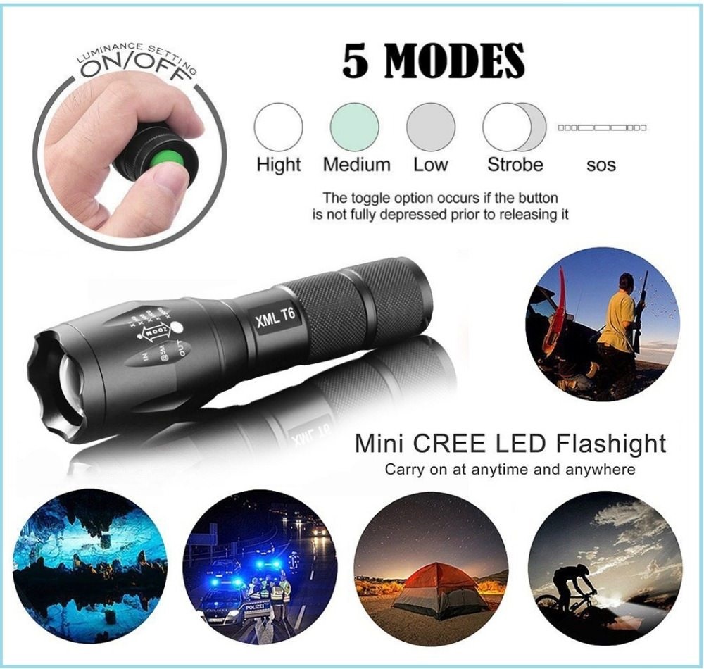 ĐÈN PIN SIÊU SÁNG CÔNG NGHỆ NHẬT XML - T6 LED Cao Cấp Hợp Kim Chống Nước Pin Có Thể Sạc Lại Full box Bảo Hành 12 Tháng