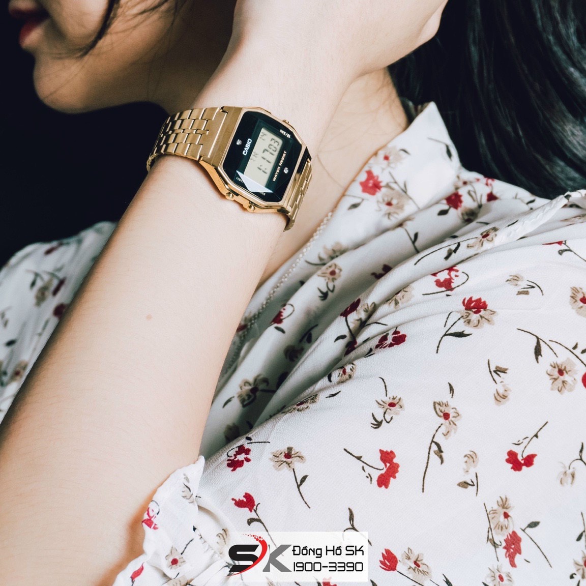 Đồng Hồ Casio Nam Nữ A159 mặt đính đá, thép không gỉ, không phai màu, kiểu dáng thể thao