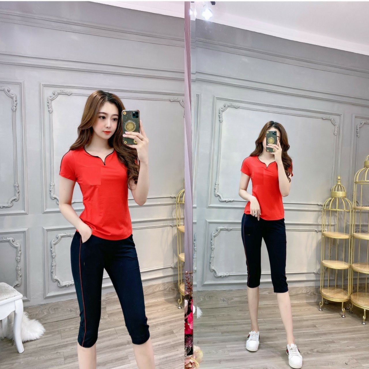 Đồ bộ lửng thun Cotton mặc nhà dễ thương