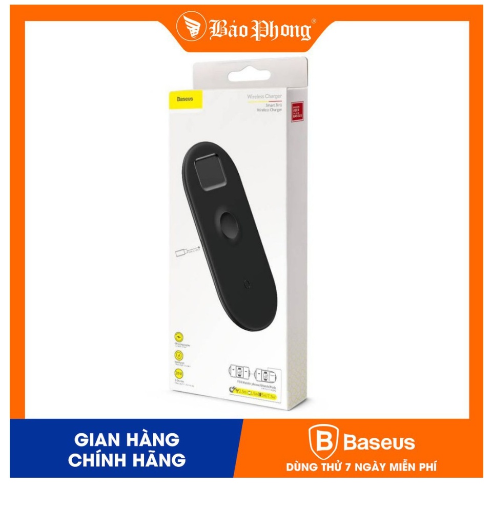 Dock sạc không dây 3 in 1 Baseus 3in1 Wireless Charger For Phone+Watch+Pods（18W MAX）WX3IN1-C01/02