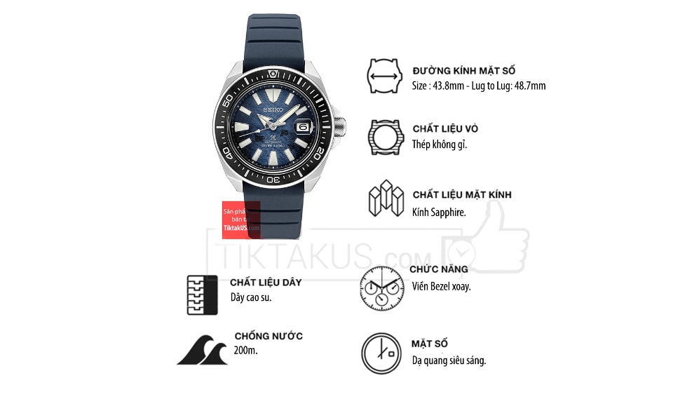 HCM] Đồng hồ nam Automatic SEIKO PROSPEX King Samurai SRPF79 - SRPF79K1 Dark  Manta Ray Special Edition 