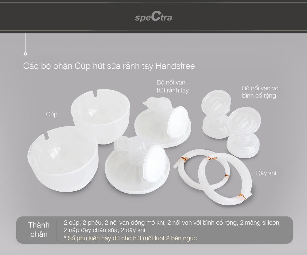 (New) Bộ Cup Hút Sữa Handsfree Spectra Size 28mm:4632