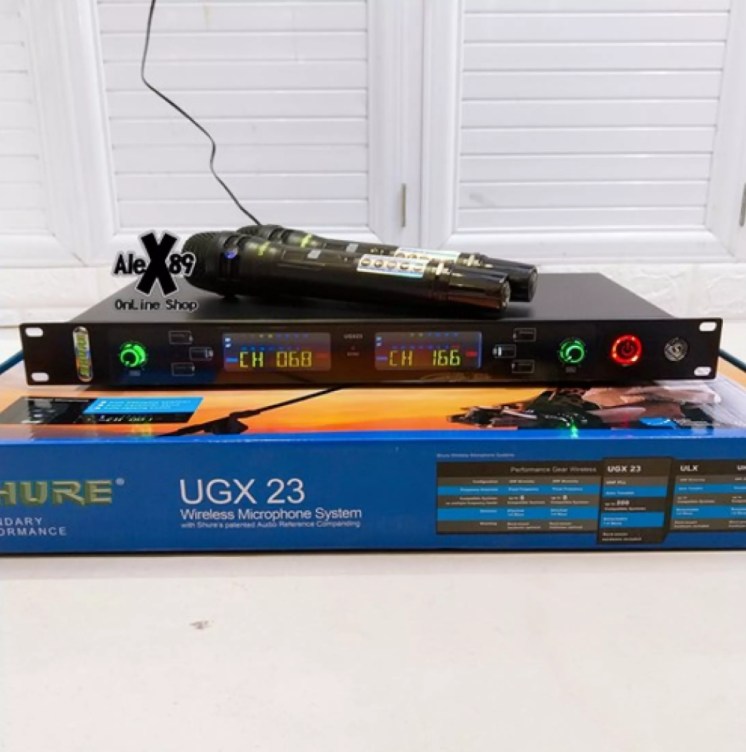 Micro Karaoke Không Dây SHURE UGX-23 Cao Cấp - Micro Shure UGX 23 Plus ( 4 Râu )Chuẩn Main Đỏ , Có Chế Độ Tự Ngắt, Sóng UHF Cực Khỏe, Mic Bắt Tiếng Cực Nhạy, Hát Karaoke Cực Hay, Siêu Chống Hú, Màn Hình Led Hiển Thị