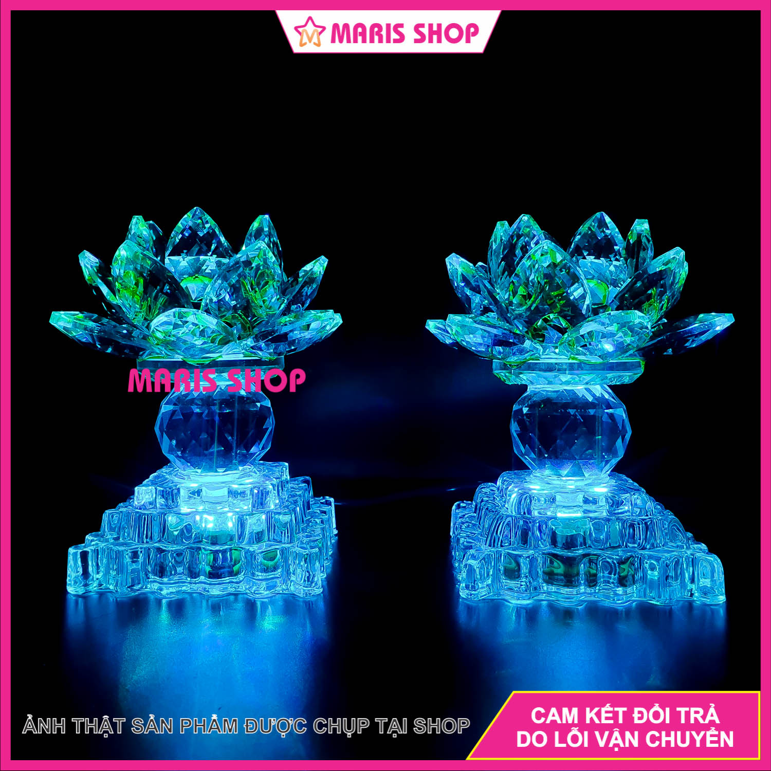 Đèn Hoa Sen Pha Lê Để Bàn Thờ Phật LED Đổi Màu, Đèn Thờ Gia Tiên Pha Lê Cao Cấp, Đèn Thờ Cúng Đẹp