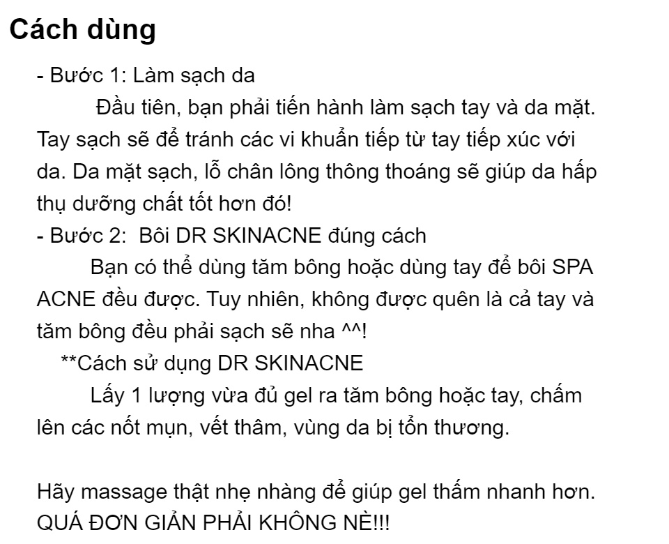Kem Giảm Mụn Dr SKIN ACNE --- mpthienduc