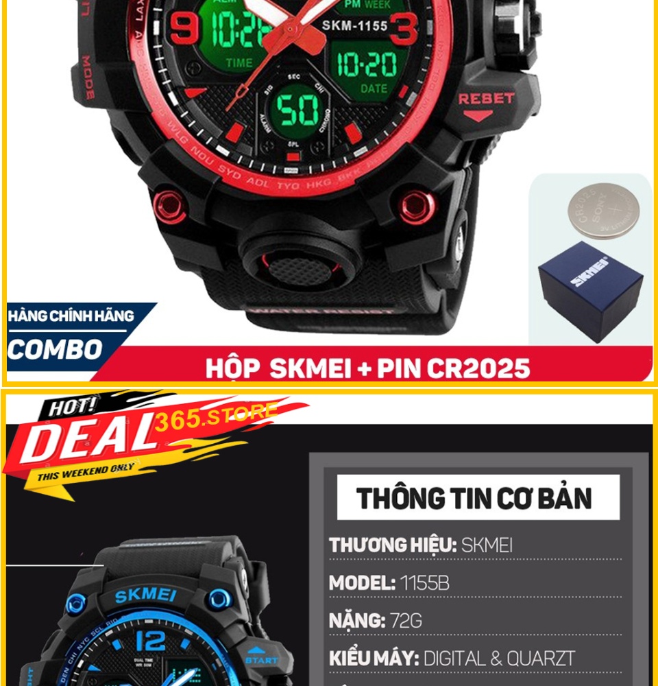 Đồng hồ nam Skmei 1155B điện tử thể thao đa chức năng siêu bền chống nước-365.store 6