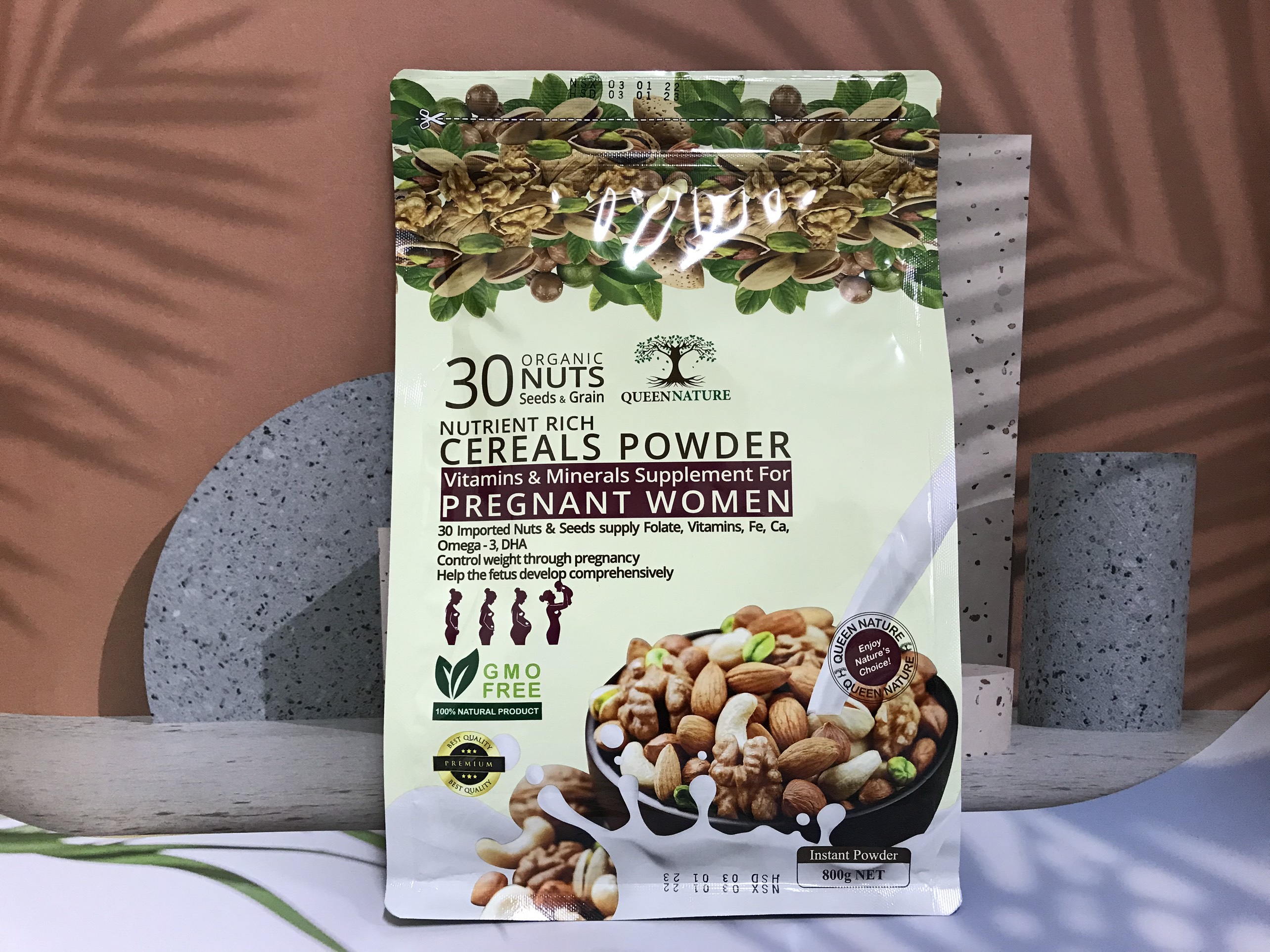 Ngũ Cốc  Queen Nature  Bột Ngũ Cốc Cho Bà Bầu Thơm ngon,dễ uống, Ngũ Cốc Dinh Dưỡng Cho Bà Bầu Không Đường-Misa MB Care