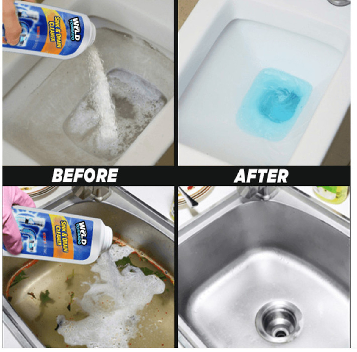 Hộp bột thông tắc đường ống WILD TORNADO 110g, bột thông tắc siêu mạnh, bột thông tắc hiệu quả, tuancua