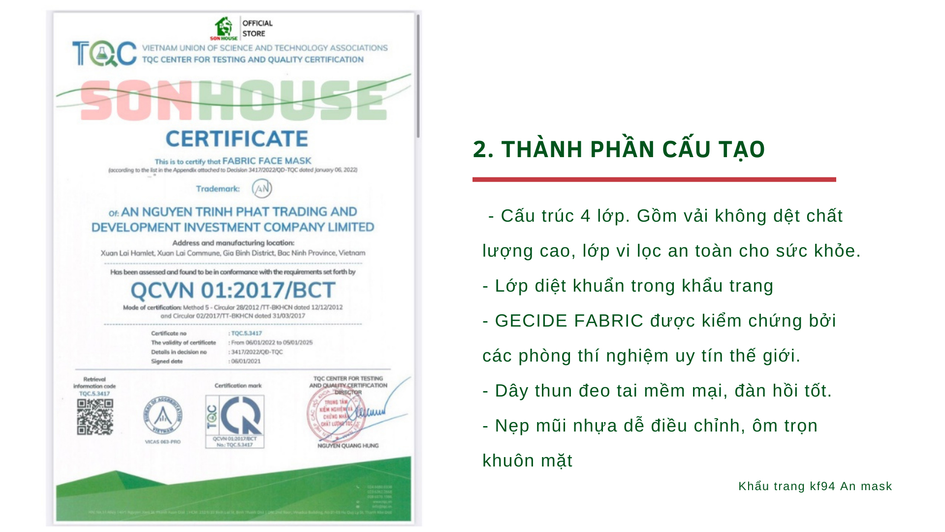 Khẩu trang kf94 hàn quốc An mask kháng khuẩn 4 lớp, công nghệ dập hàn quốc chống bụi mịn, tiêu chuẩn iso