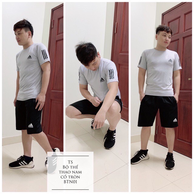 Bộ Thể Thao Nam Adidas cộc tay, bộ hè nam, bộ quần áo thể thao Adidas nam chất liệu thun lạnh mềm mịn, co giãn 4 chiều