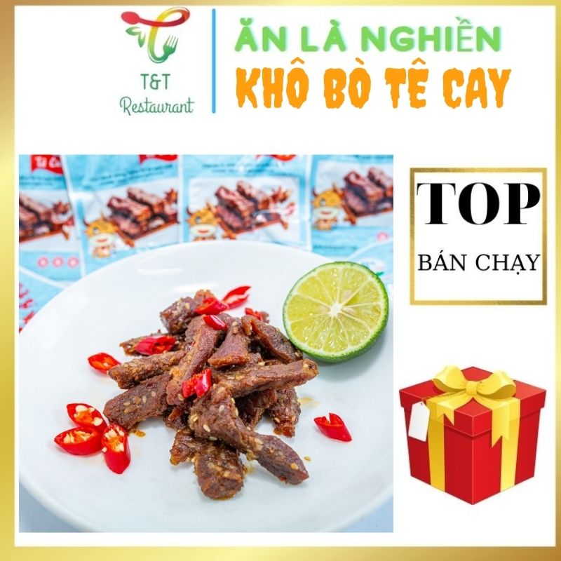 Thịt bò khô vị tê cay, khô bò cay 100% từ thịt bò, Hoàng Nam Food gói 12gram