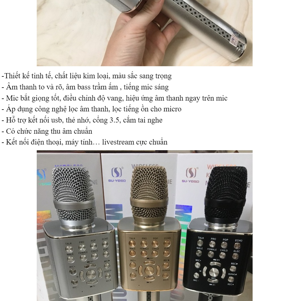 Micro Karaoke Bluetooth Cao Cấp YS-96 Mic Hát Karaoke Kèm Loa Bluetooth Tích Hợp Thu