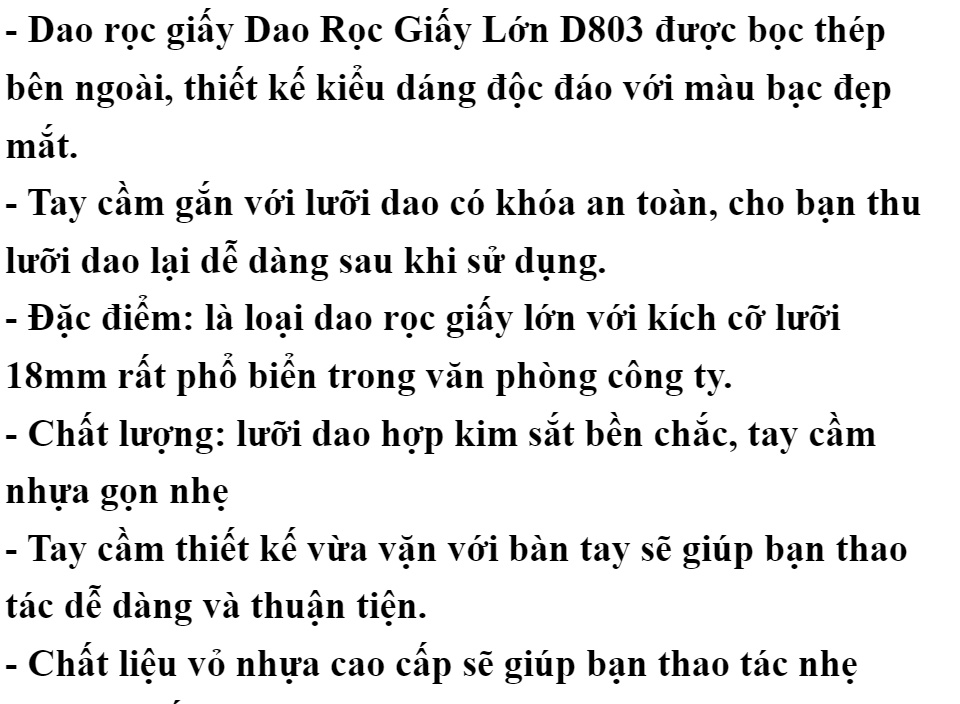Dao Rọc Giấy Lưỡi Lớn 18mm 803 30S Store