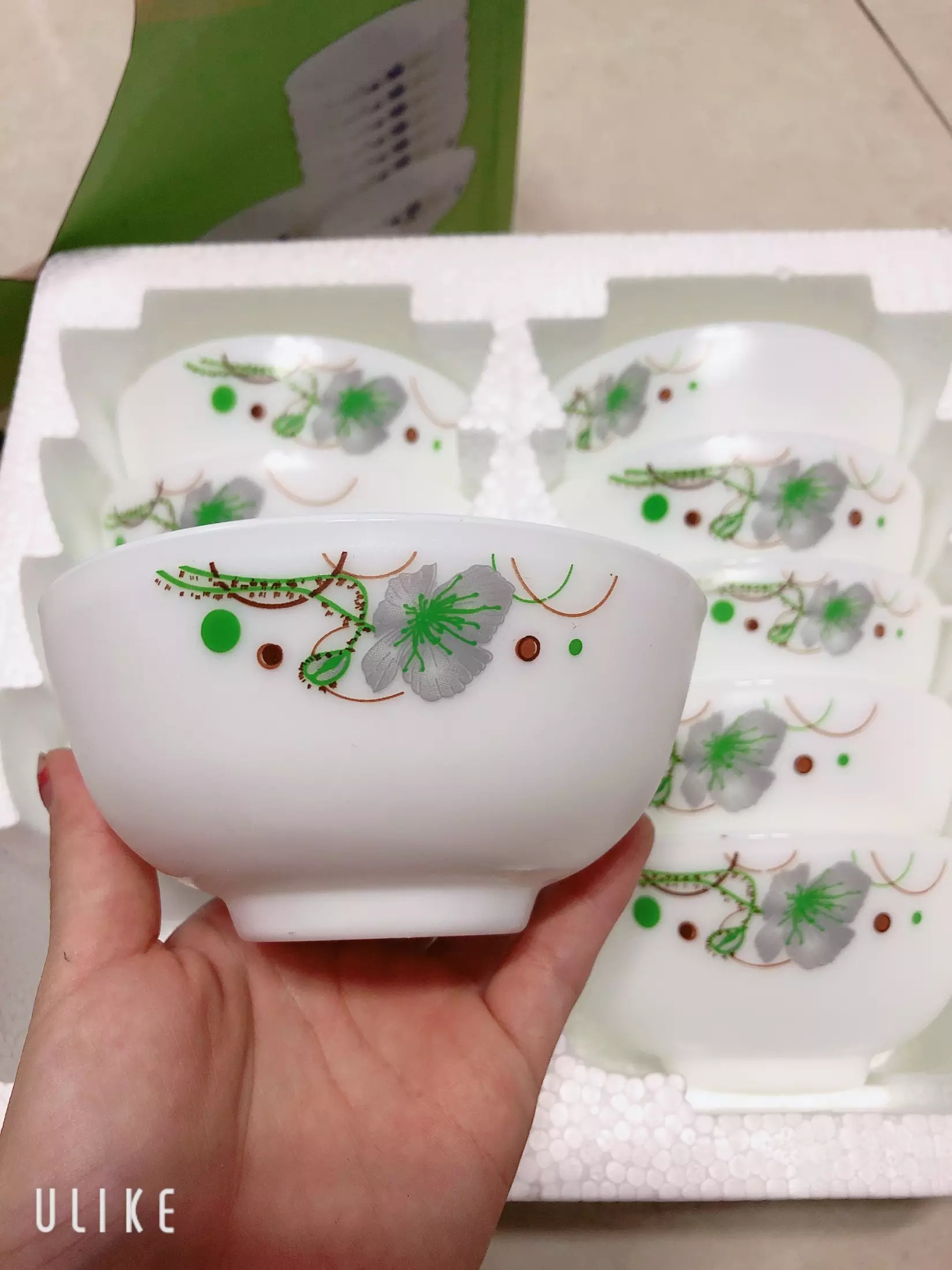 Bộ 10 chén sứ opal cao cấp - bộ 10 chén sứ hoa văn cao cấp