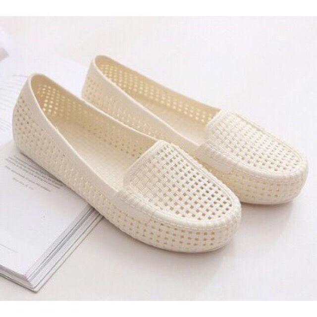 Giày nữ nhựa giày đi mưa búp bê lưới- Giày đi mưa- giày bảo hộ lỗ thoáng khí